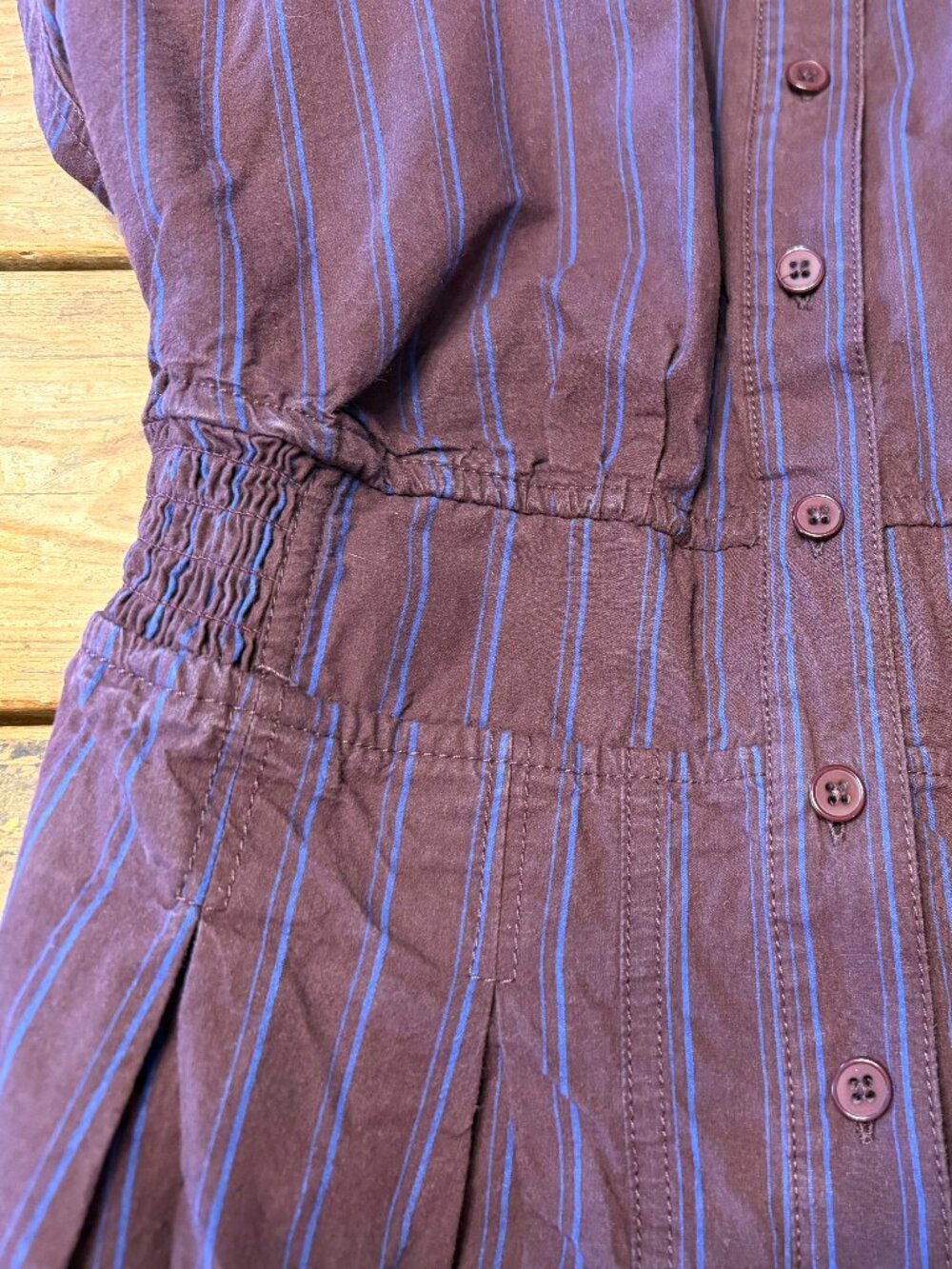 By Anthropologie Striped Shirting Parachute Jumpsuit, size M - Picture 5 of 11